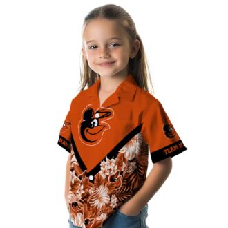 Official Baltimore Orioles Floral Chevron Orange Hawaiian Shirt - MLB Team Personalized Aloha Shirt