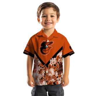Official Baltimore Orioles Floral Chevron Orange Hawaiian Shirt - MLB Team Personalized Aloha Shirt