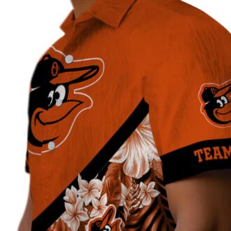 Official Baltimore Orioles Floral Chevron Orange Hawaiian Shirt - MLB Team Personalized Aloha Shirt