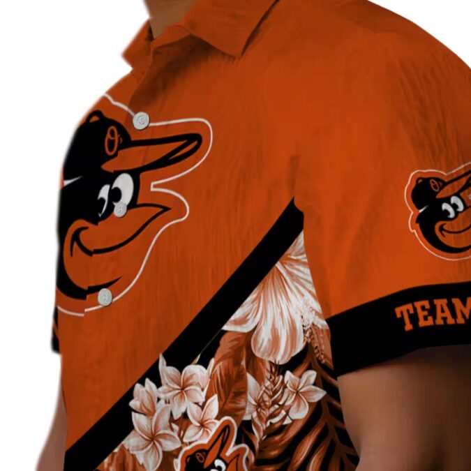Official Baltimore Orioles Floral Chevron Orange Hawaiian Shirt - MLB Team Personalized Aloha Shirt