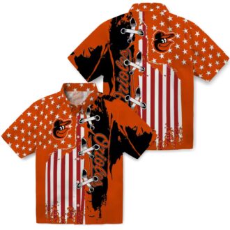 Official Baltimore Orioles Stitched Flag Hawaiian Shirt - Orange Tropical MLB Fan Apparel