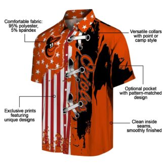 Official Baltimore Orioles Stitched Flag Hawaiian Shirt - Orange Tropical MLB Fan Apparel