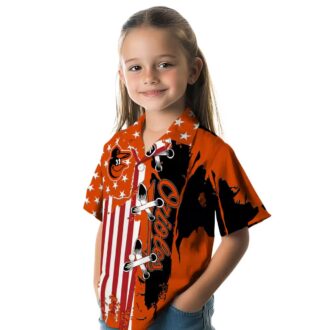 Official Baltimore Orioles Stitched Flag Hawaiian Shirt - Orange Tropical MLB Fan Apparel
