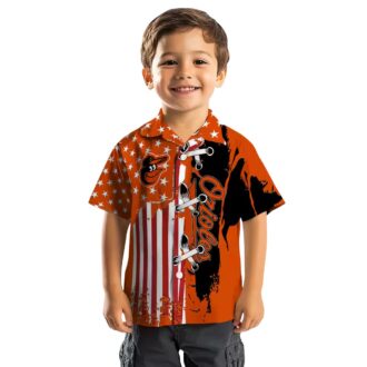 Official Baltimore Orioles Stitched Flag Hawaiian Shirt - Orange Tropical MLB Fan Apparel
