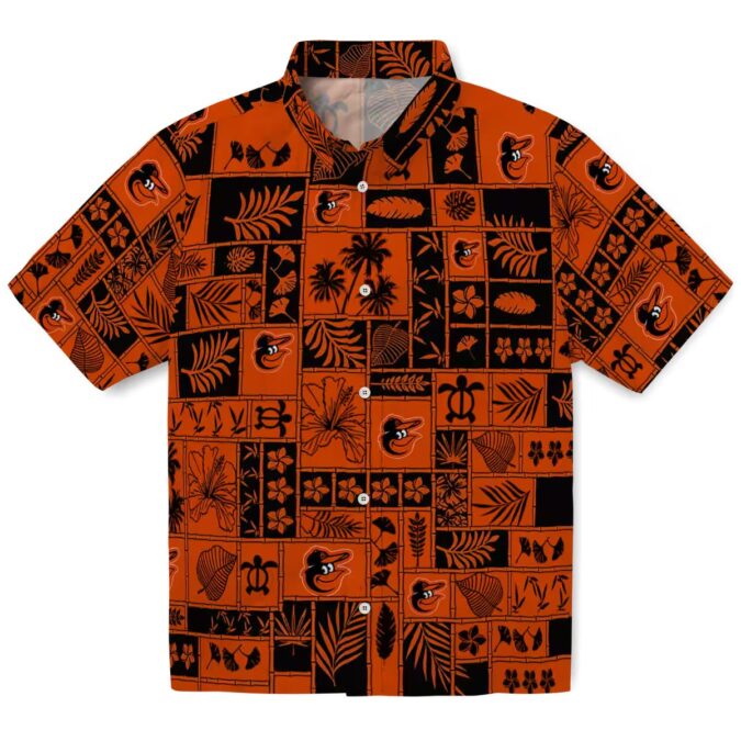 Orange & Black Baltimore Orioles Hawaiian Shirt - MLB Official Patchwork Tropical Shirt for Fans