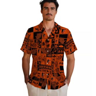 Orange & Black Baltimore Orioles Hawaiian Shirt - MLB Official Patchwork Tropical Shirt for Fans