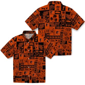 Orange & Black Baltimore Orioles Hawaiian Shirt - MLB Official Patchwork Tropical Shirt for Fans