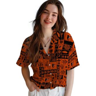 Orange & Black Baltimore Orioles Hawaiian Shirt - MLB Official Patchwork Tropical Shirt for Fans