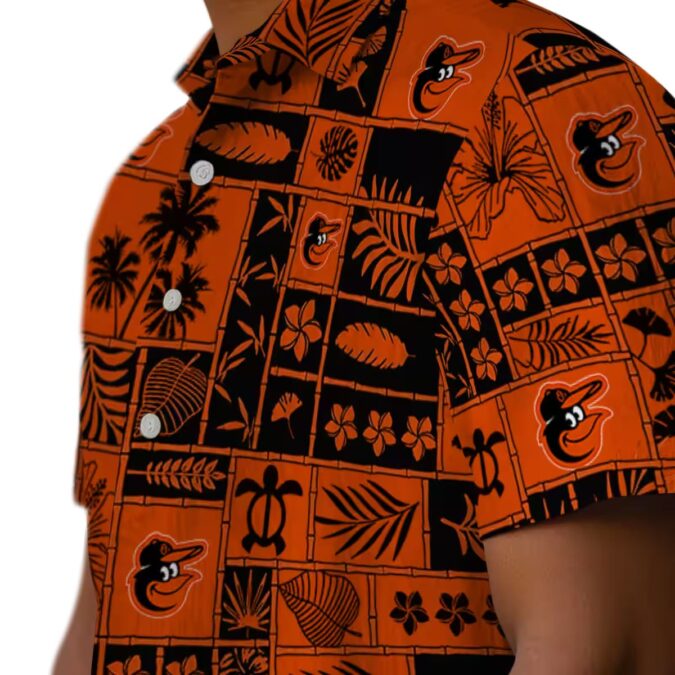 Orange & Black Baltimore Orioles Hawaiian Shirt - MLB Official Patchwork Tropical Shirt for Fans