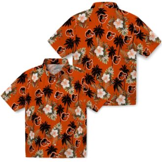 Orange Palm Tree Hawaiian Shirt with Baltimore Orioles Logo - Tropical MLB Summer Shirt for Fans