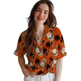 Orange Palm Tree Hawaiian Shirt with Baltimore Orioles Logo - Tropical MLB Summer Shirt for Fans