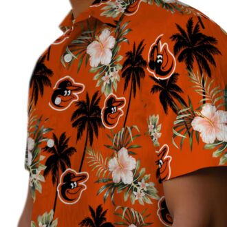 Orange Palm Tree Hawaiian Shirt with Baltimore Orioles Logo - Tropical MLB Summer Shirt for Fans