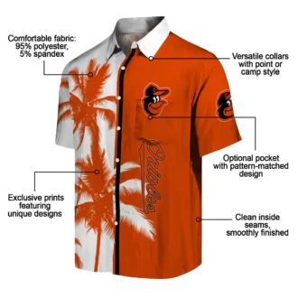 Orange White Baltimore Orioles Hawaiian Shirt - MLB Tropical Palm Trees Aloha Beach Shirt