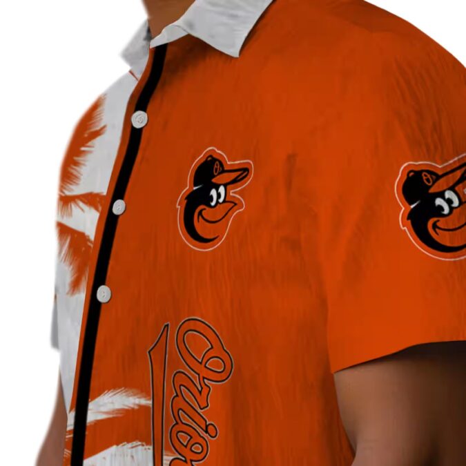 Orange White Baltimore Orioles Hawaiian Shirt - MLB Tropical Palm Trees Aloha Beach Shirt