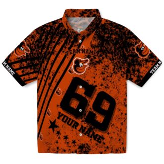 Personalized Baltimore Orioles Hawaiian Shirt - Orange Star Stripes MLB Team Fan Shirt