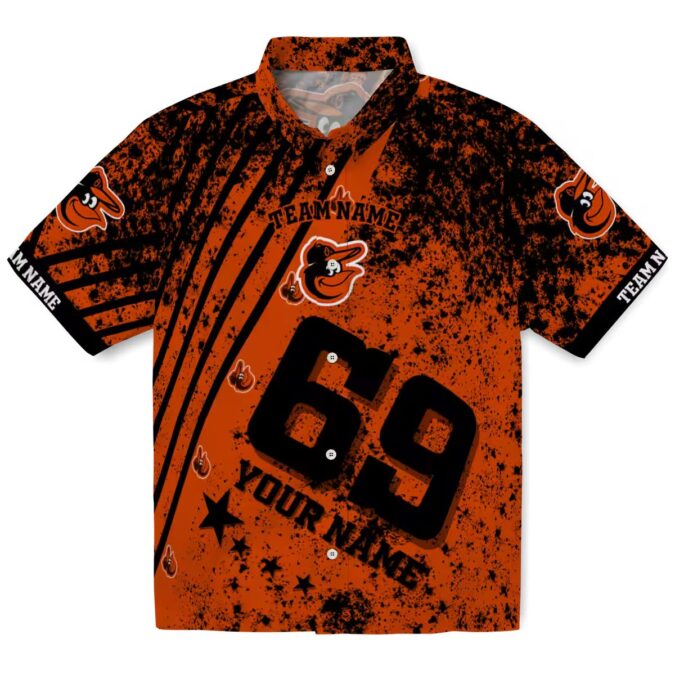 Personalized Baltimore Orioles Hawaiian Shirt - Orange Star Stripes MLB Team Fan Shirt