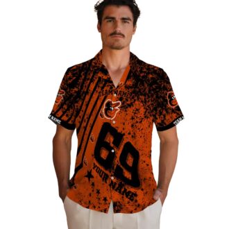 Personalized Baltimore Orioles Hawaiian Shirt - Orange Star Stripes MLB Team Fan Shirt