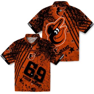 Personalized Baltimore Orioles Hawaiian Shirt - Orange Star Stripes MLB Team Fan Shirt