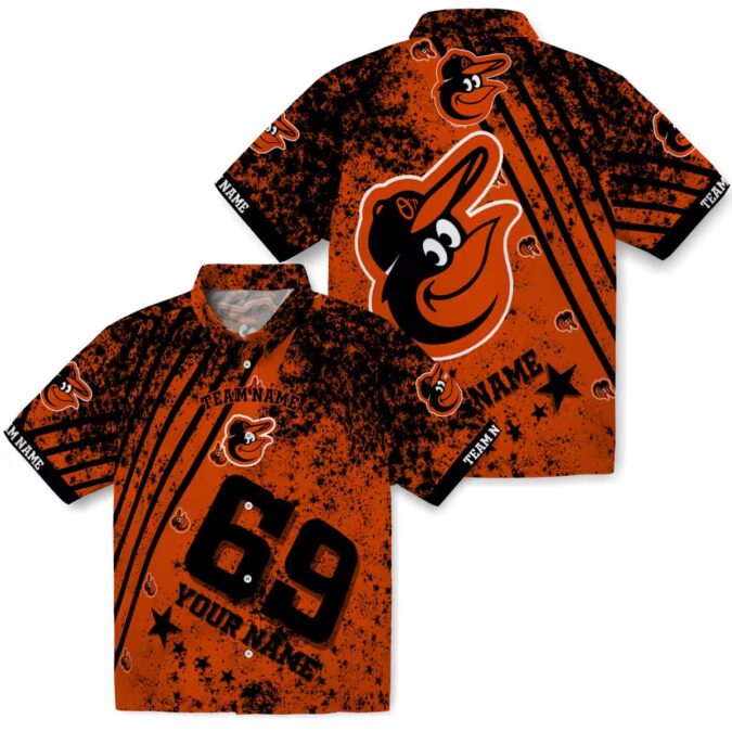 Personalized Baltimore Orioles Hawaiian Shirt - Orange Star Stripes MLB Team Fan Shirt