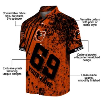 Personalized Baltimore Orioles Hawaiian Shirt - Orange Star Stripes MLB Team Fan Shirt