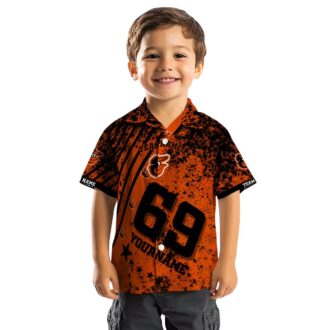 Personalized Baltimore Orioles Hawaiian Shirt - Orange Star Stripes MLB Team Fan Shirt
