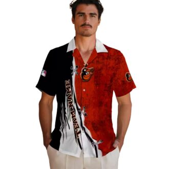 Personalized Baltimore Orioles Hawaiian Shirt with Edgy Streaks Design - Tropical Aloha MLB Shirt for Fan