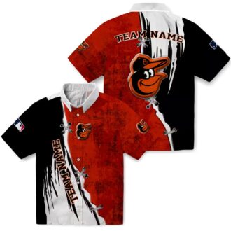 Personalized Baltimore Orioles Hawaiian Shirt with Edgy Streaks Design - Tropical Aloha MLB Shirt for Fan
