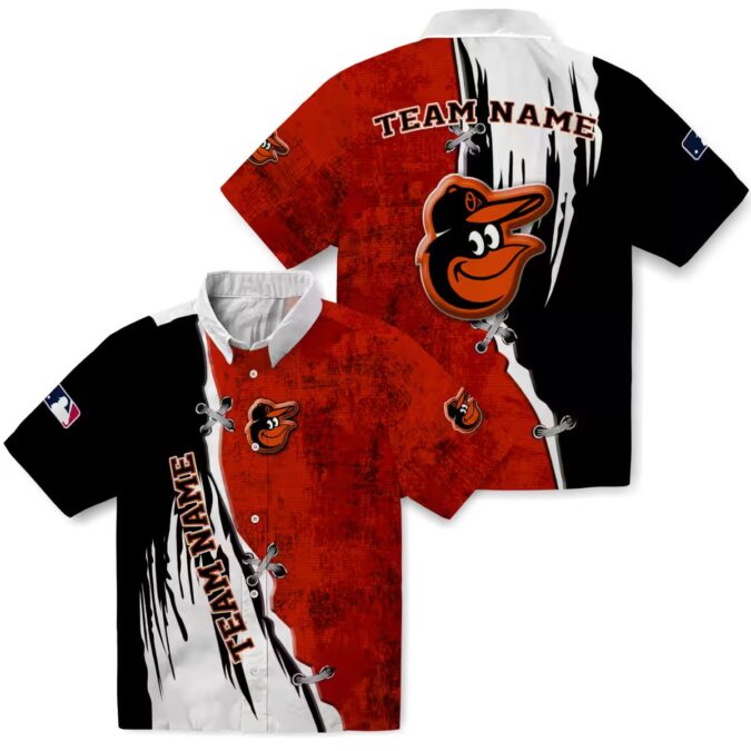 Personalized Baltimore Orioles Hawaiian Shirt with Edgy Streaks Design - Tropical Aloha MLB Shirt for Fan