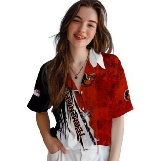 Personalized Baltimore Orioles Hawaiian Shirt with Edgy Streaks Design - Tropical Aloha MLB Shirt for Fan