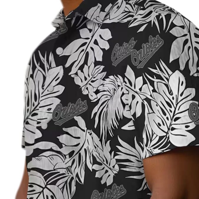 Shop Baltimore Orioles Monstera Leaf Hawaiian Shirt - Black MLB Fan Shirt for Beach & Game Day