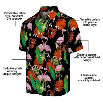 Tropical Baltimore Orioles Summer Hawaiian Shirt - Flamingo Foliage Orange Green MLB Shirt for Women