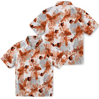 Tropical MLB Baltimore Orioles White Hawaiian Shirt with Tropical Leaves Print