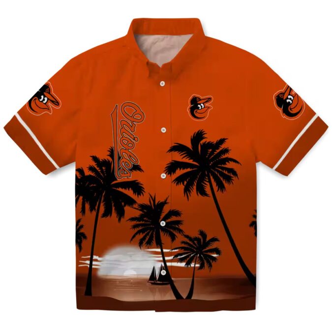 Tropical Sunset Baltimore Orioles Hawaiian Shirt - MLB Fan Apparel in Orange & Black