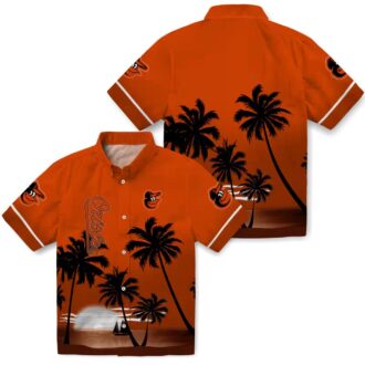 Tropical Sunset Baltimore Orioles Hawaiian Shirt - MLB Fan Apparel in Orange & Black