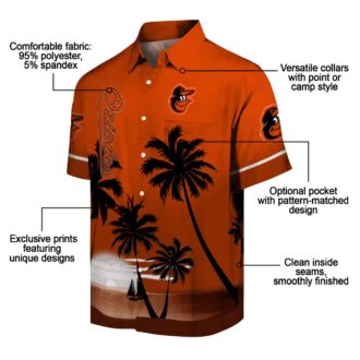 Tropical Sunset Baltimore Orioles Hawaiian Shirt - MLB Fan Apparel in Orange & Black