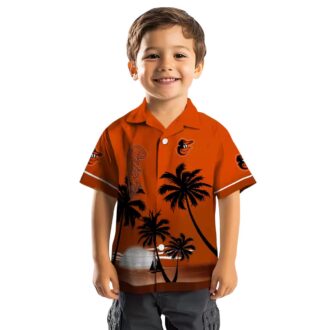 Tropical Sunset Baltimore Orioles Hawaiian Shirt - MLB Fan Apparel in Orange & Black