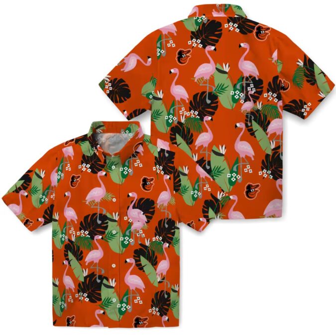 Unique Baltimore Orioles Orange Flamingo Leaf Hawaiian Shirt - MLB Aloha Summer Design