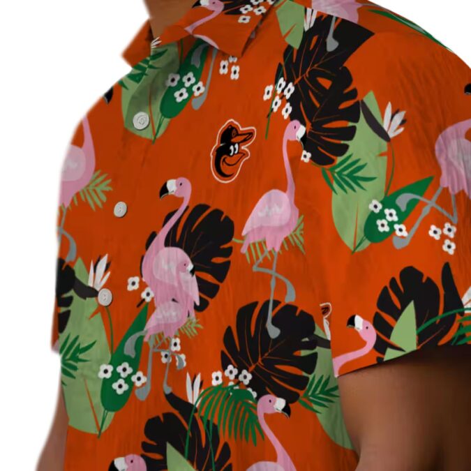 Unique Baltimore Orioles Orange Flamingo Leaf Hawaiian Shirt - MLB Aloha Summer Design