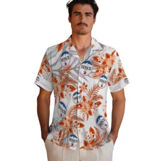 Women's Baltimore Orioles Hawaiian Shirt - Orange & White Tropical Hibiscus Palm Leaves for Vacation