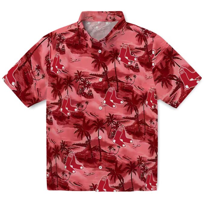 Boston Red Sox Coastal Palms Red Hawaiian Shirt - Tropical MLB Team Apparel for Summer