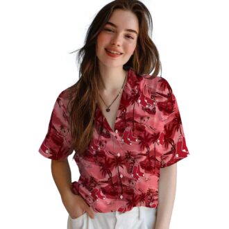 Boston Red Sox Coastal Palms Red Hawaiian Shirt - Tropical MLB Team Apparel for Summer