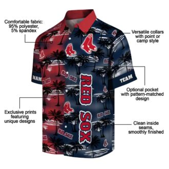 Boston Red Sox Custom Hawaiian Shirt - Palm Silhouettes Tropical MLB Team Beach Shirt