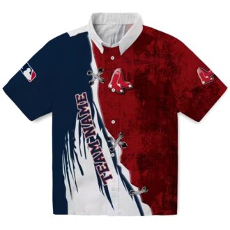 Boston Red Sox Edgy Streaks Hawaiian Shirt - MLB Team Logo & Tropical Aloha Design for Fans