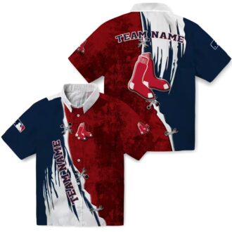 Boston Red Sox Edgy Streaks Hawaiian Shirt - MLB Team Logo & Tropical Aloha Design for Fans
