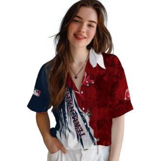 Boston Red Sox Edgy Streaks Hawaiian Shirt - MLB Team Logo & Tropical Aloha Design for Fans