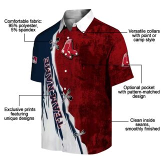 Boston Red Sox Edgy Streaks Hawaiian Shirt - MLB Team Logo & Tropical Aloha Design for Fans