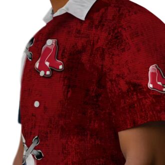 Boston Red Sox Edgy Streaks Hawaiian Shirt - MLB Team Logo & Tropical Aloha Design for Fans