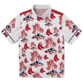 Boston Red Sox Palm Island Print Hawaiian Shirt - MLB Summer Apparel