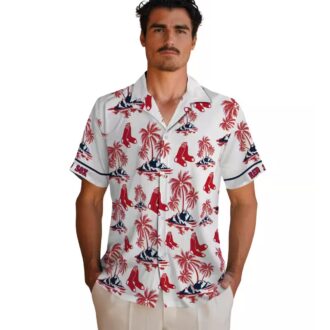 Boston Red Sox Palm Island Print Hawaiian Shirt - MLB Summer Apparel