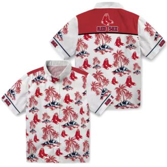 Boston Red Sox Palm Island Print Hawaiian Shirt - MLB Summer Apparel